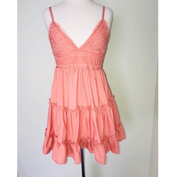 Sweet Threads V-Neck Sleeveless Flowy Dress Blush - Picture 2 of 8